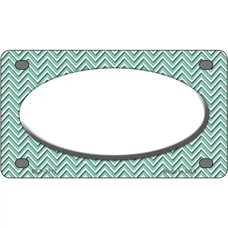 Mint White Chevon White Center Oval Metal Novelty License Plate 4" x 2.2" (MLP)