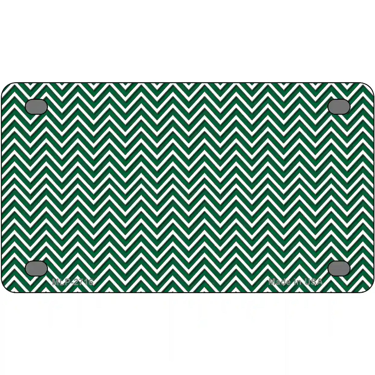 Green White Chevron Metal Novelty License Plate 4" x 2.2" (MLP)