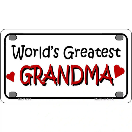 Worlds Greatest Grandma Metal Novelty License Plate 4" x 2.2" (MLP)