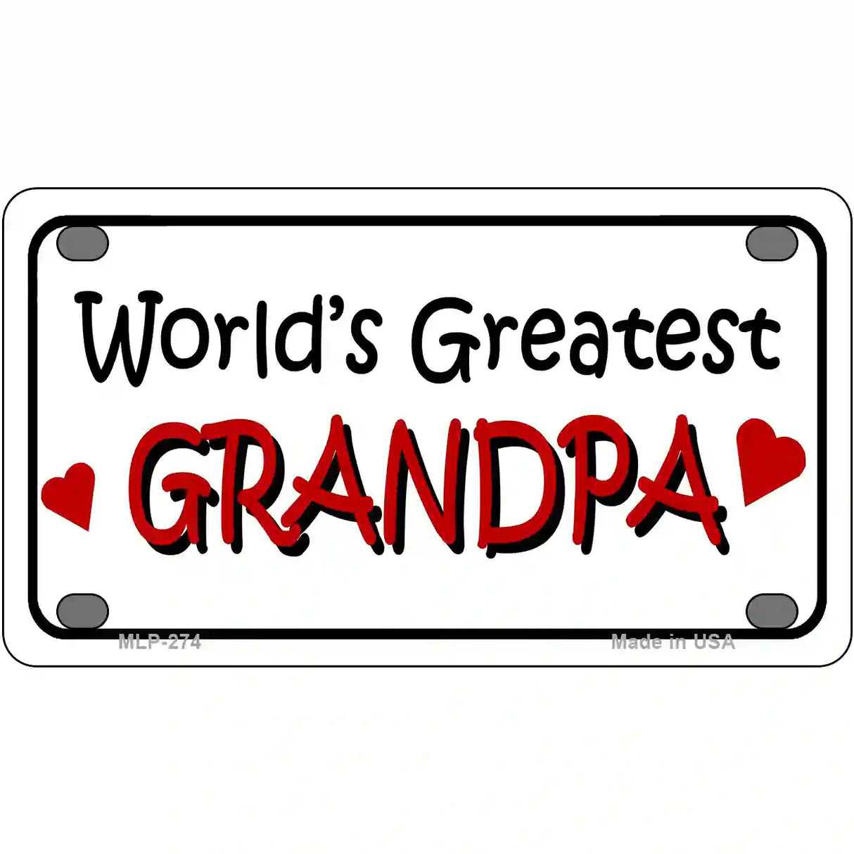 Worlds Greatest Grandpa Metal Novelty License Plate 4" x 2.2" (MLP)