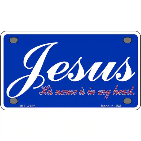 Jesus Blue Metal Novelty License Plate 4" x 2.2" (MLP)