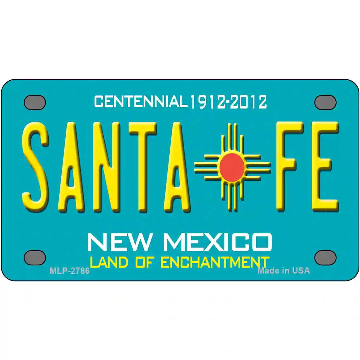 Santa Fe New Mexico Teal Novelty Metal License Plate 4" x 2.2" (MLP)