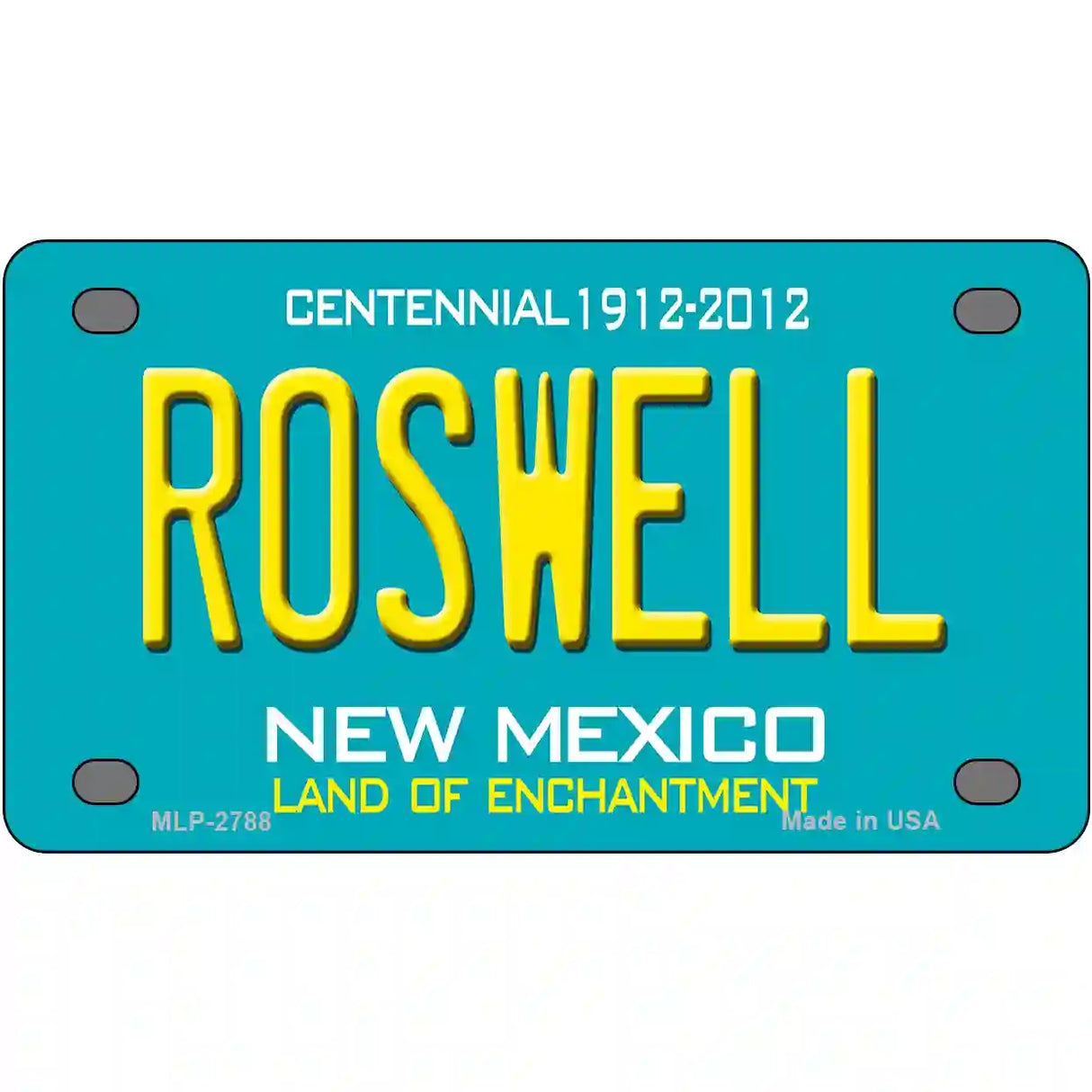 Roswell New Mexico Teal Novelty Metal License Plate 4" x 2.2" (MLP)