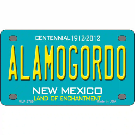 Alamogordo New Mexico Teal Novelty Metal License Plate 4" x 2.2" (MLP)