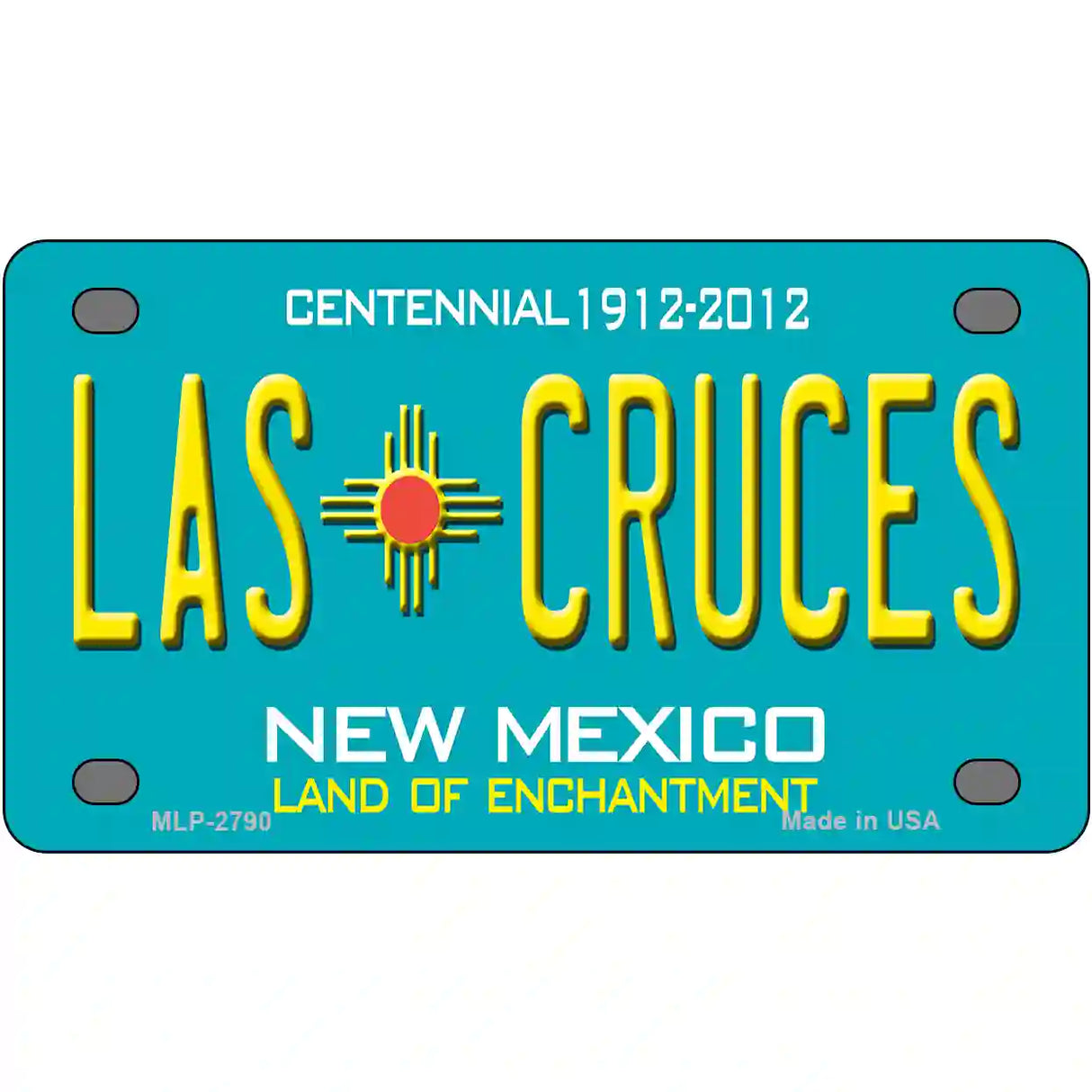 Las Cruces New Mexico Teal Novelty Metal License Plate 4" x 2.2" (MLP)