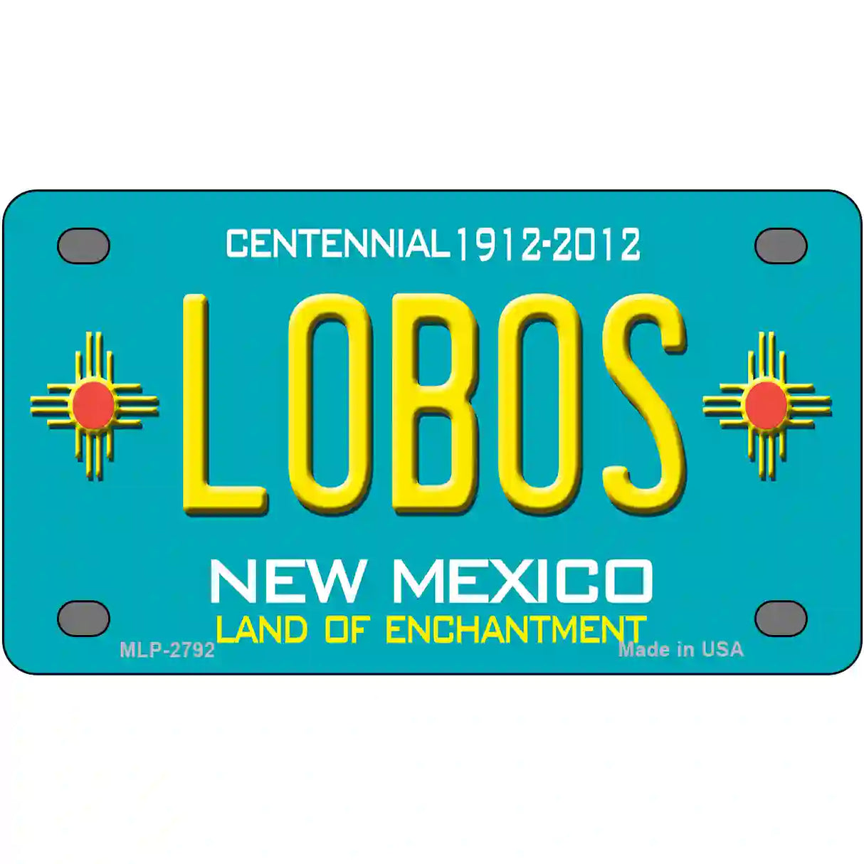 Lobos New Mexico Teal Novelty Metal License Plate 4" x 2.2" (MLP)