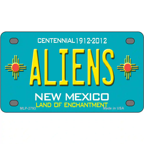 Aliens New Mexico Teal Novelty Metal License Plate 4" x 2.2" (MLP)