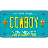 Cowboy New Mexico Teal Novelty Metal License Plate 4" x 2.2" (MLP)