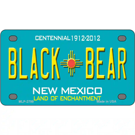 Black Bear New Mexico Teal Novelty Metal License Plate 4" x 2.2" (MLP)