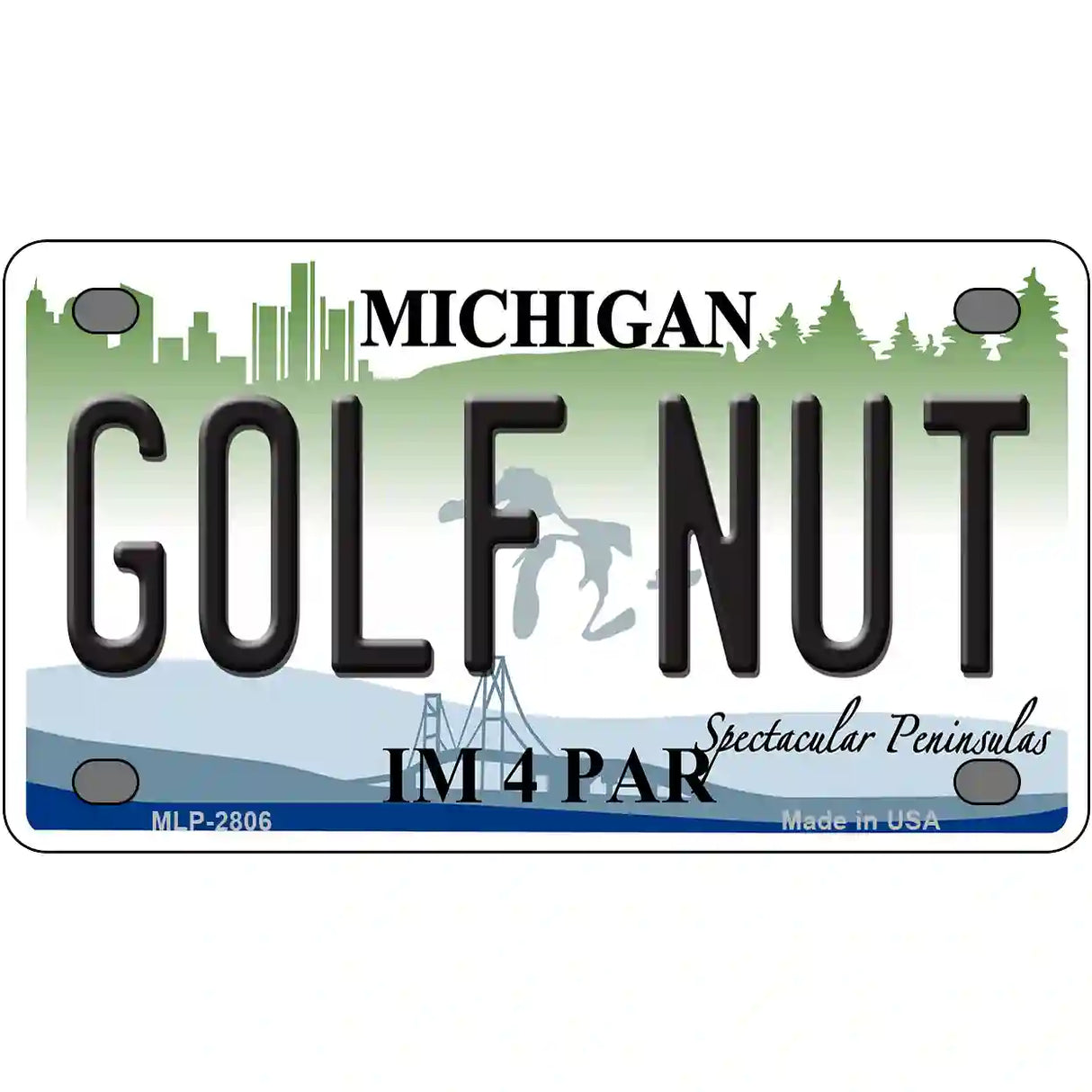 Golf Nut Michigan State Metal Novelty License Plate 4" x 2.2" (MLP)