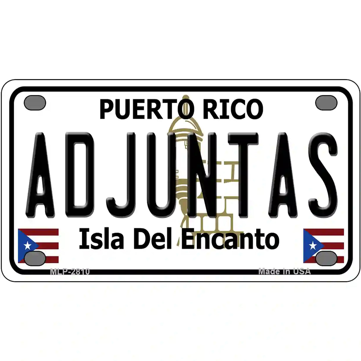 Adjuntas Metal Novelty License Plate 4" x 2.2" (MLP)