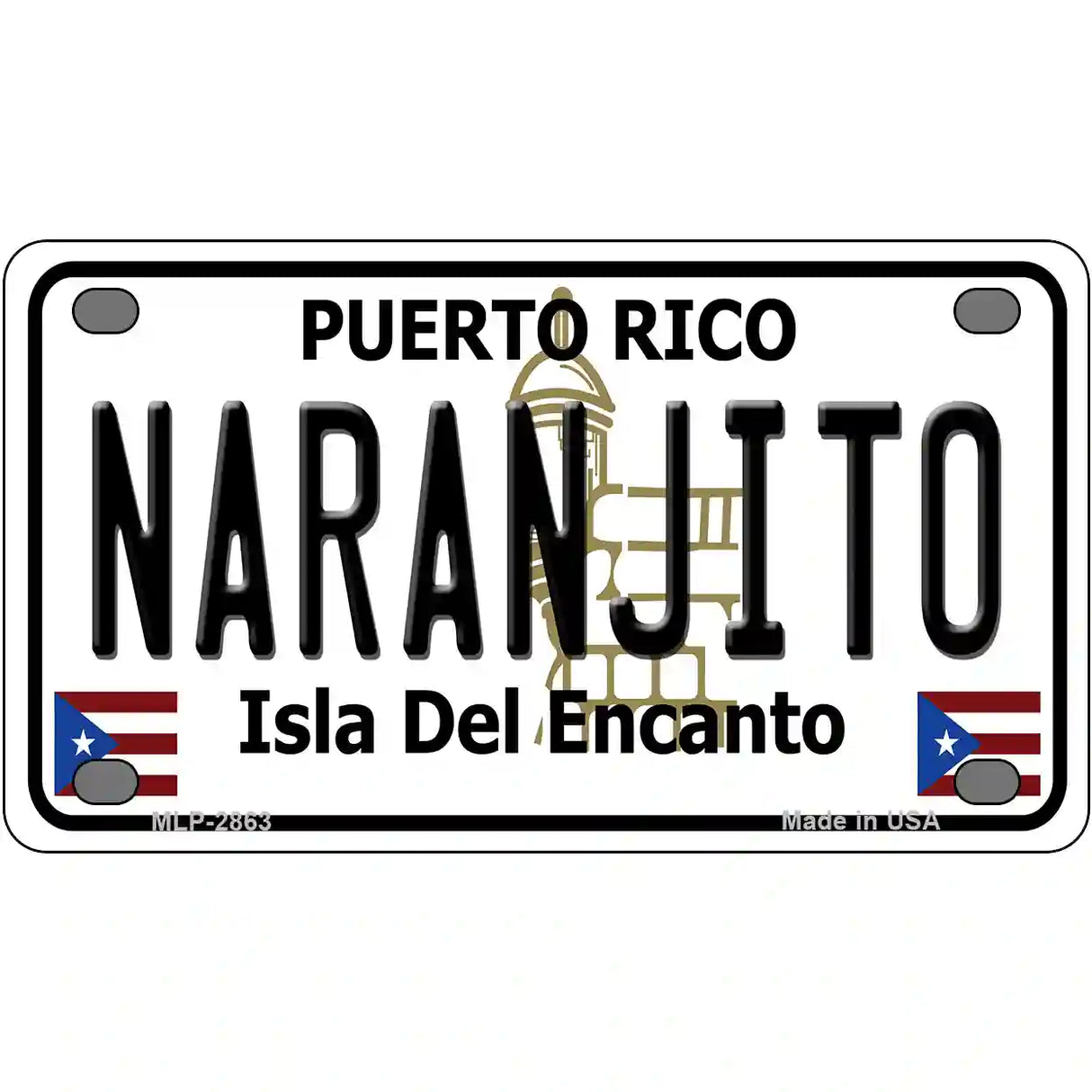 Naranjito Puerto Rico Metal Novelty License Plate 4" x 2.2" (MLP)