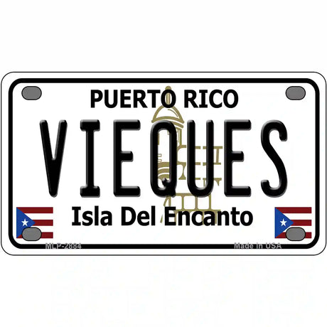 Vieques Puerto Rico Metal Novelty License Plate 4" x 2.2" (MLP)