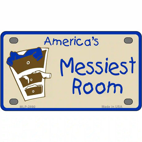 Americas Messiest Room Metal Novelty License Plate 4" x 2.2" (MLP)