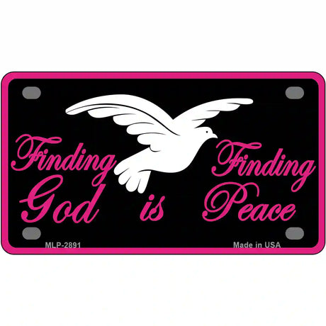 Finding God Finding Peace Black Metal Novelty License Plate 4" x 2.2" (MLP)