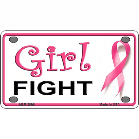 Girl Fight Metal Novelty License Plate Sign 4" x 2.2" (MLP)