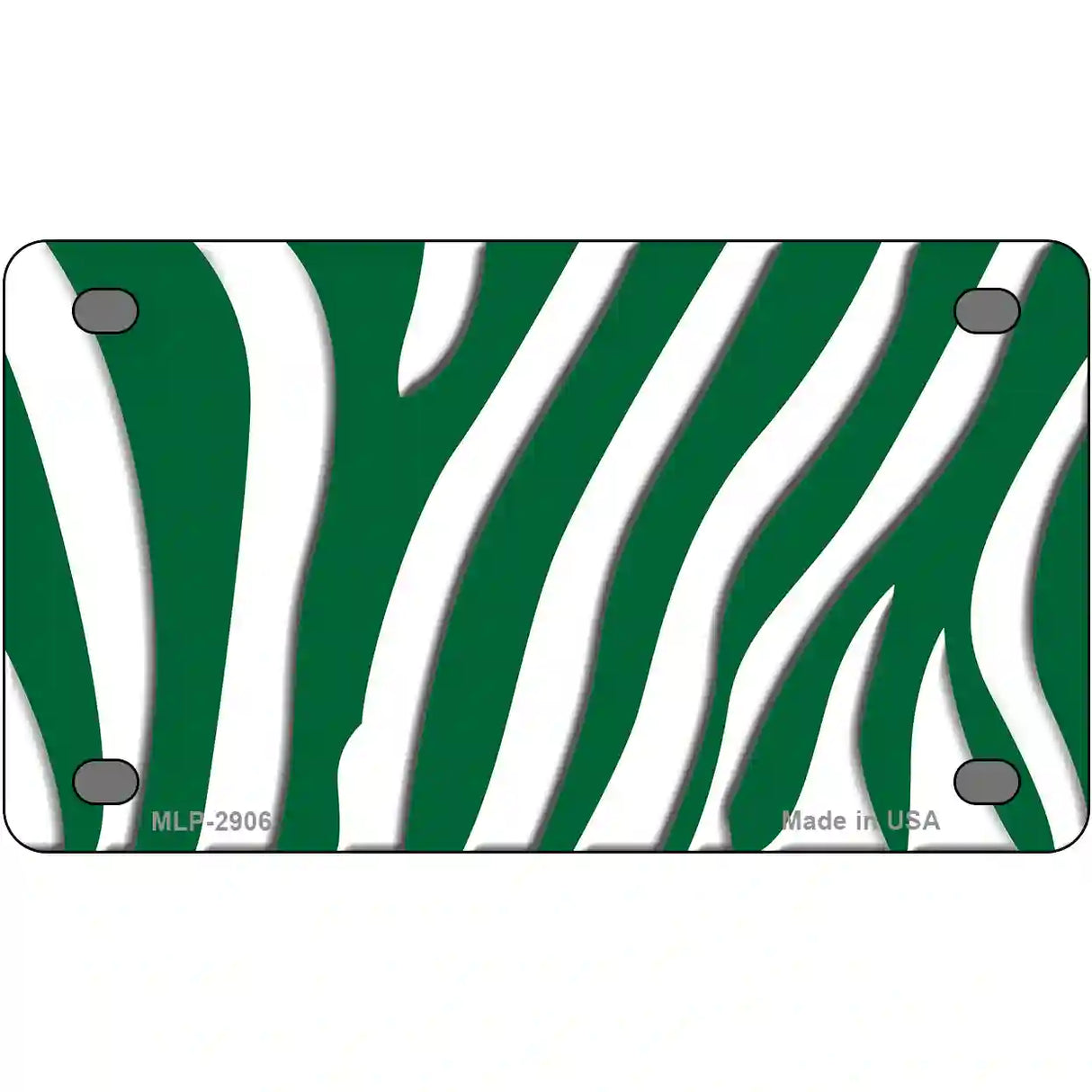 Green White Zebra Metal Novelty License Plate 4" x 2.2" (MLP)