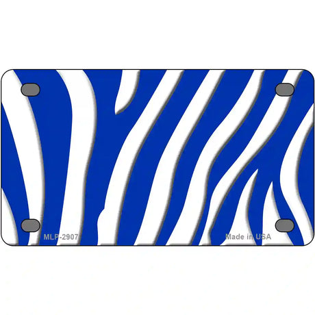 Blue White Zebra Metal Novelty License Plate 4" x 2.2" (MLP)