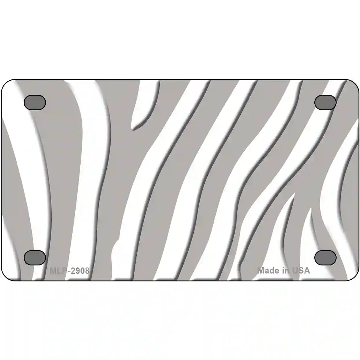 Grey White Zebra Metal Novelty License Plate 4" x 2.2" (MLP)