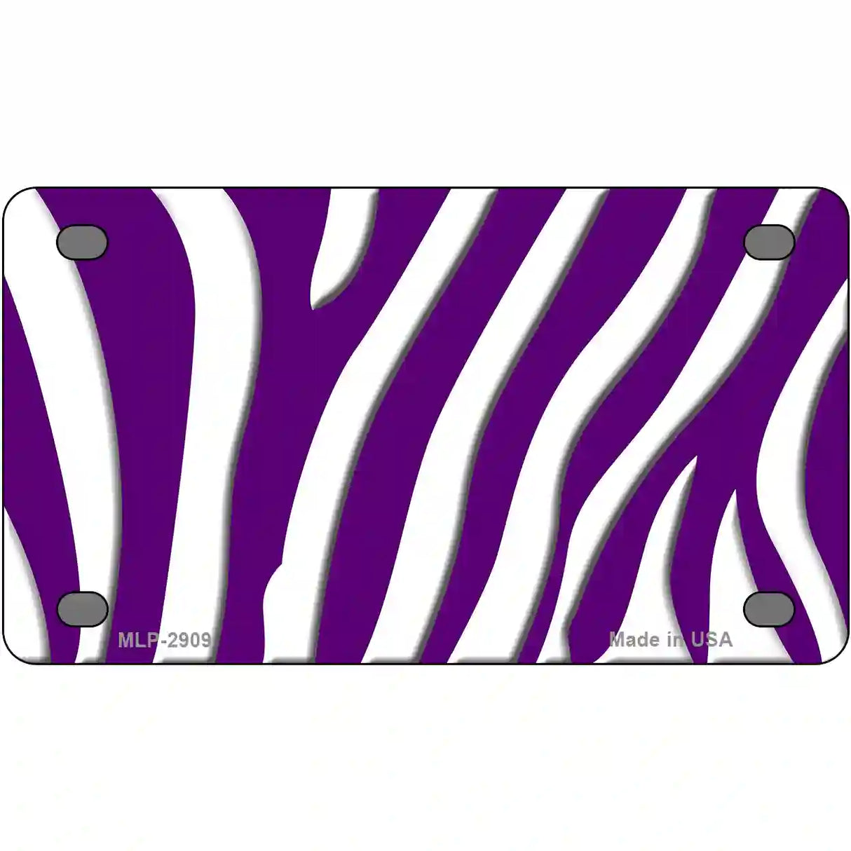 Purple White Zebra Metal Novelty License Plate 4" x 2.2" (MLP)