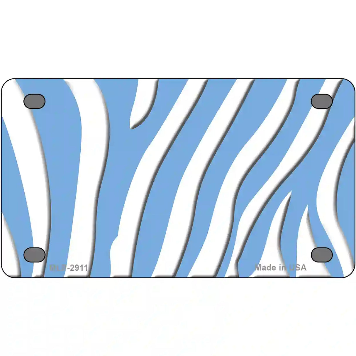 Light Blue White Zebra Metal Novelty License Plate 4" x 2.2" (MLP)