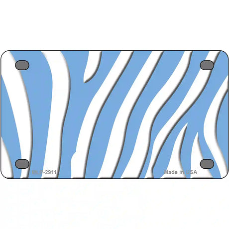 Light Blue White Zebra Metal Novelty License Plate 4" x 2.2" (MLP)