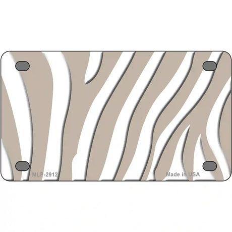 Tan White Zebra Metal Novelty License Plate 4" x 2.2" (MLP)