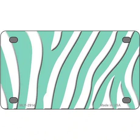 Mint White Zebra Metal Novelty License Plate 4" x 2.2" (MLP)