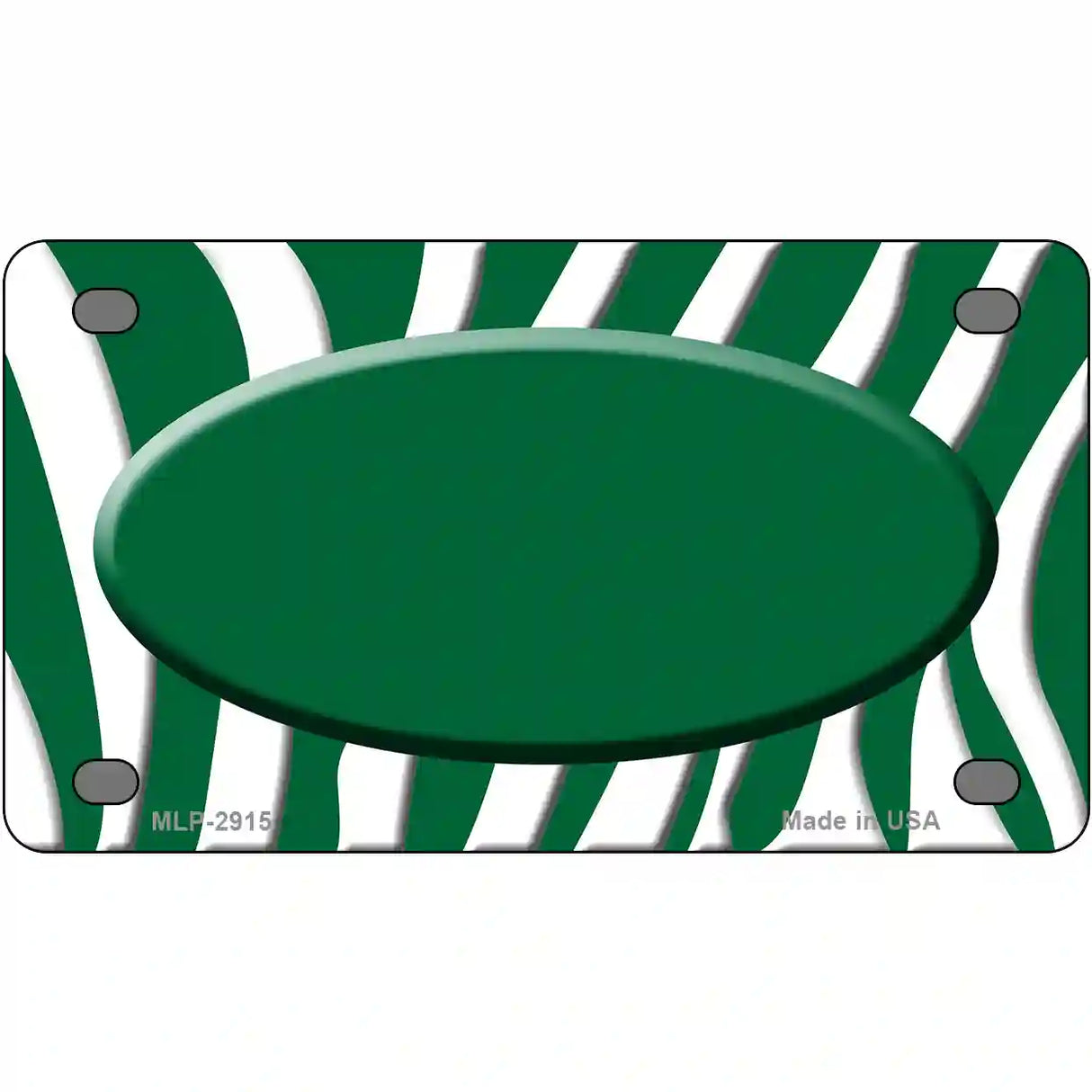 Green White Zebra Green Center Oval Metal Novelty License Plate 4" x 2.2" (MLP)