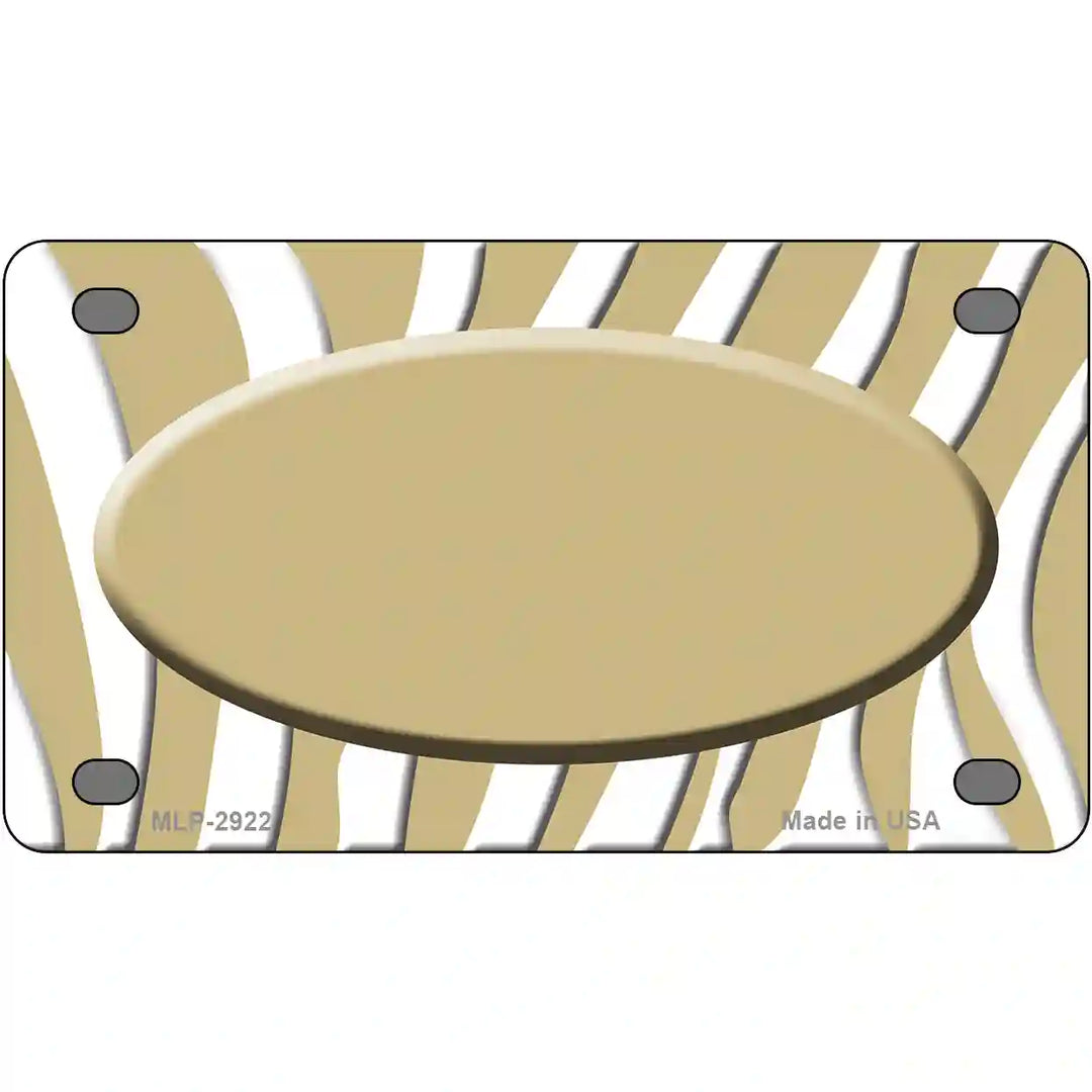 Gold White Zebra Gold Center Oval Metal Novelty License Plate 4" x 2.2" (MLP)