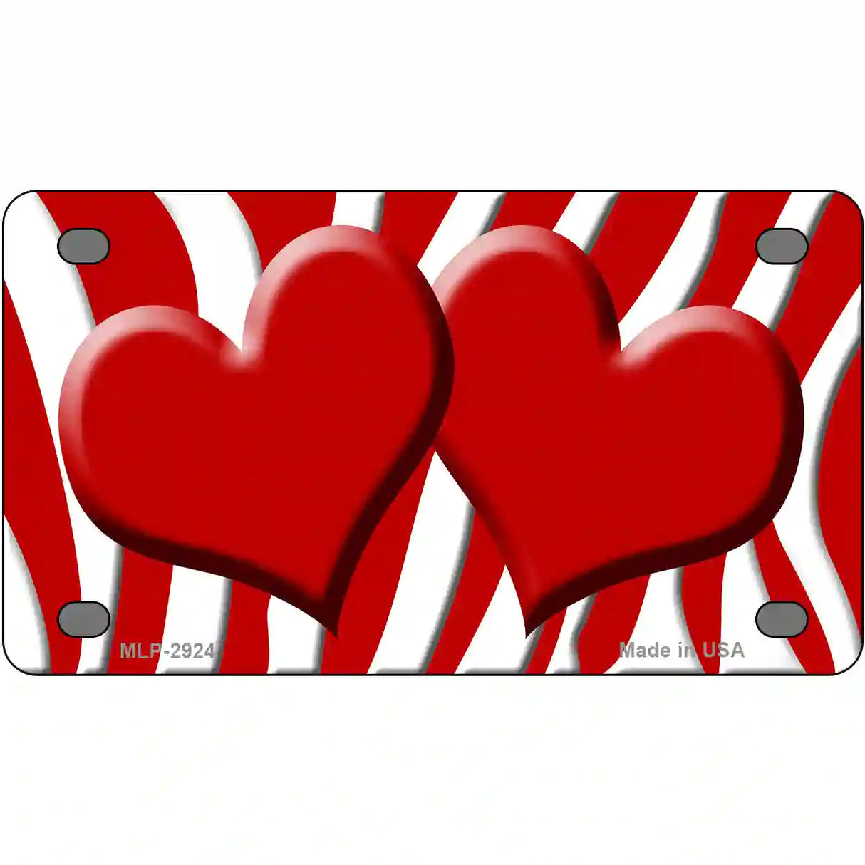 Red White Zebra Red Centered Hearts Novelty License Plate 4" x 2.2" (MLP)