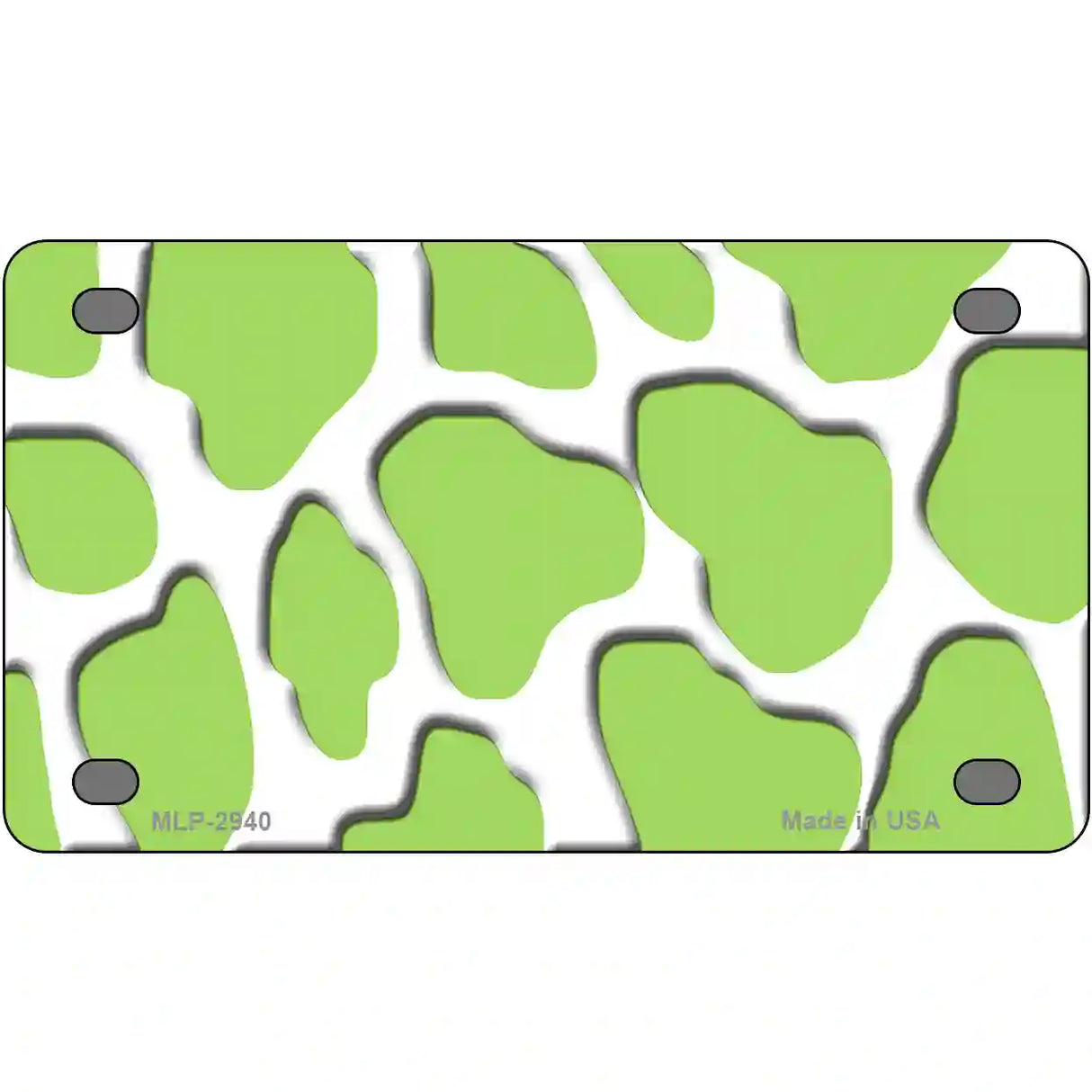 Lime Green White Giraffe Metal Novelty License Plate 4" x 2.2" (MLP)