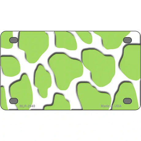 Lime Green White Giraffe Metal Novelty License Plate 4" x 2.2" (MLP)