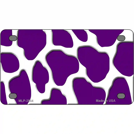 Purple White Giraffe Metal Novelty License Plate 4" x 2.2" (MLP)