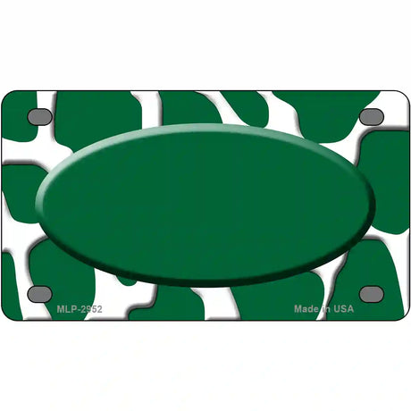 Green White Giraffe Green Center Oval Metal Novelty License Plate 4" x 2.2" (MLP)