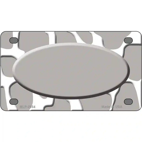 Grey White Giraffe Grey Center Oval Metal Novelty License Plate 4" x 2.2" (MLP)