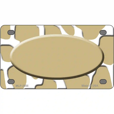 Gold White Giraffe Gold Center Oval Metal Novelty License Plate 4" x 2.2" (MLP)