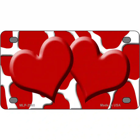 Red White Giraffe Red Centered Hearts Novelty License Plate 4" x 2.2" (MLP)