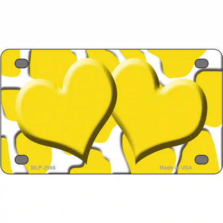 Yellow White Giraffe Yellow Centered Hearts Novelty License Plate 4" x 2.2" (MLP)