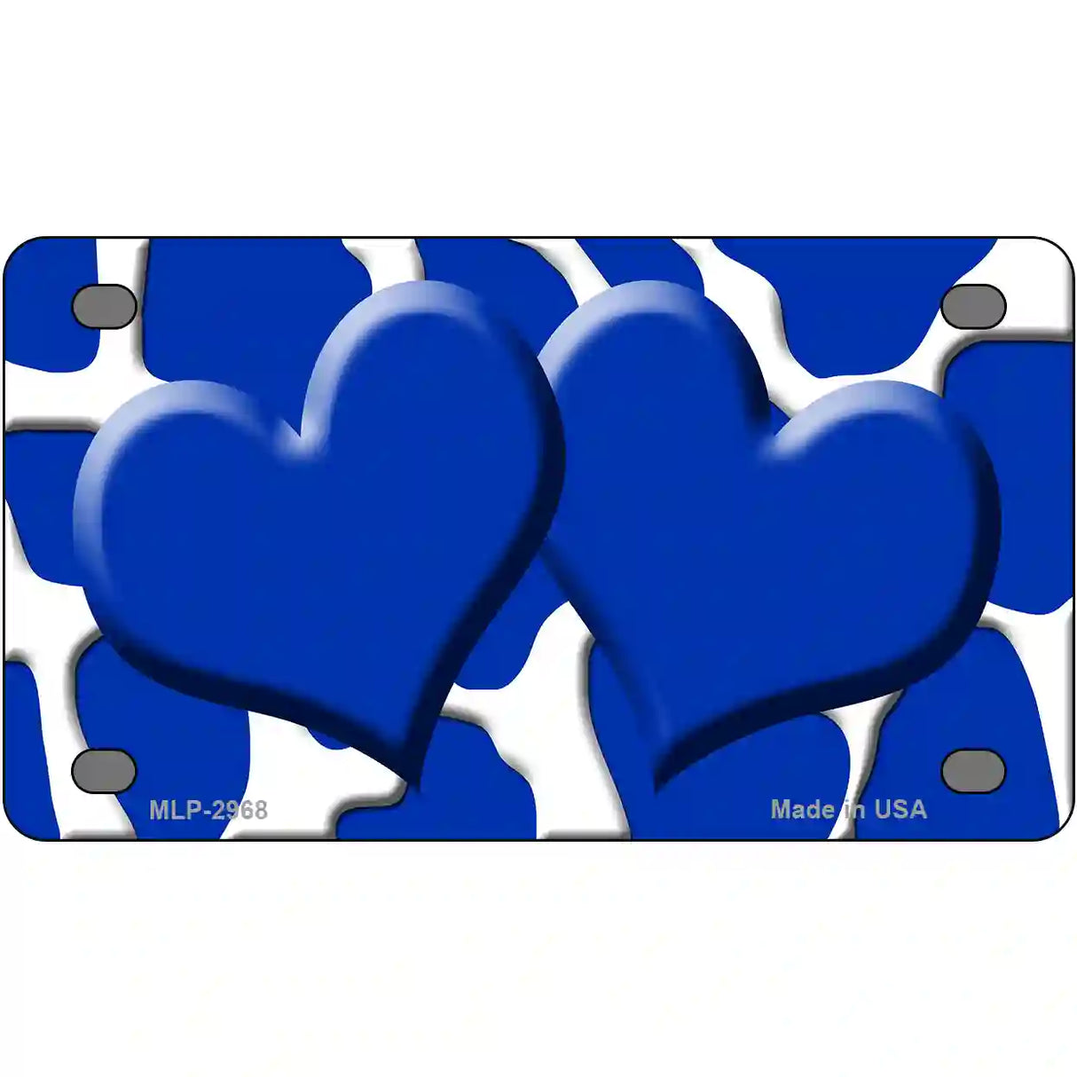 Blue White Giraffe Blue Centered Hearts Novelty License Plate 4" x 2.2" (MLP)