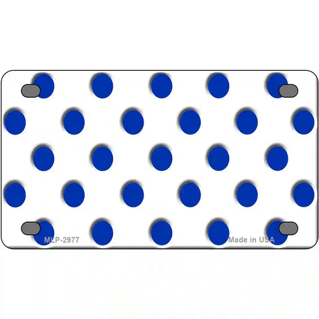 Blue White Polka Dot Metal Novelty License Plate 4" x 2.2" (MLP)