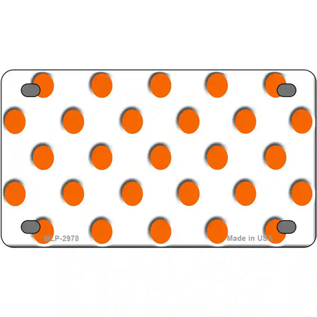 Orange White Polka Dot Metal Novelty License Plate 4" x 2.2" (MLP)