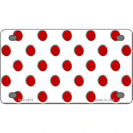 Red White Polka Dot Metal Novelty License Plate 4" x 2.2" (MLP)