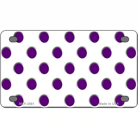 Purple White Polka Dot Metal Novelty License Plate 4" x 2.2" (MLP)