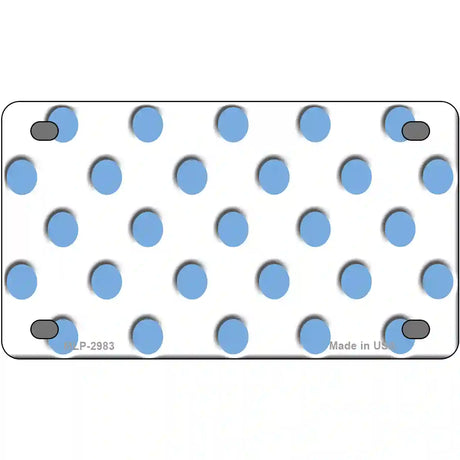 Light Blue White Polka Dot Metal Novelty License Plate 4" x 2.2" (MLP)