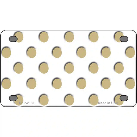 Gold White Polka Dot Metal Novelty License Plate 4" x 2.2" (MLP)