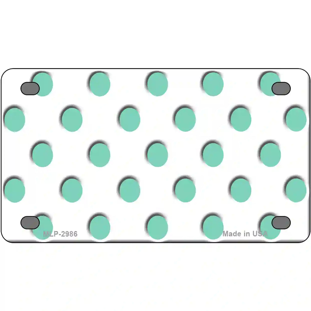 Mint White Polka Dot Metal Novelty License Plate 4" x 2.2" (MLP)