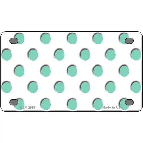 Mint White Polka Dot Metal Novelty License Plate 4" x 2.2" (MLP)