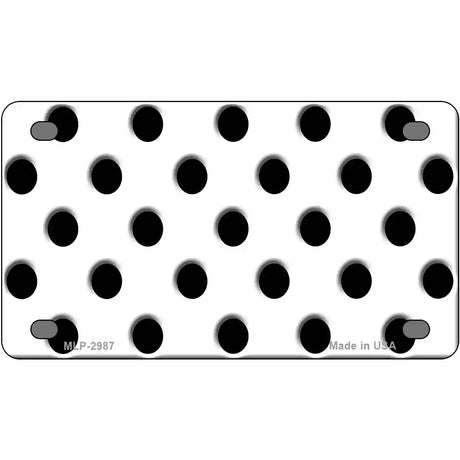 Black White Polka Dot Metal Novelty License Plate 4" x 2.2" (MLP)