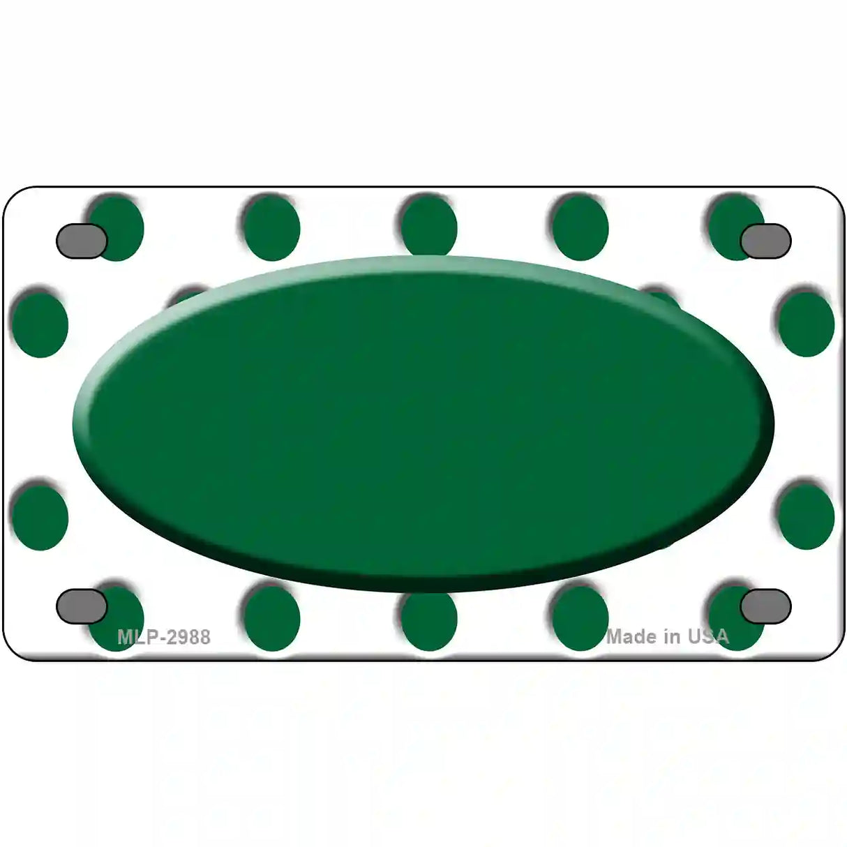 Green White Polka Dot Green Center Oval Metal Novelty License Plate 4" x 2.2" (MLP)